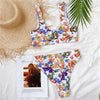 Modern Blue High Waist Bikini Push Up Swimwear Women Dragon Printed Bikini Set Retro Swimsuit Women's High Waist Bikini Swimsuits Twist Push Up Two Piece Bathing Suits Tummy Control Swimwear by Stevvex