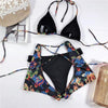 Modern Blue High Waist Bikini Push Up Swimwear Women Dragon Printed Bikini Set Retro Swimsuit Women's High Waist Bikini Swimsuits Twist Push Up Two Piece Bathing Suits Tummy Control Swimwear by Stevvex
