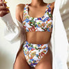 Modern Blue High Waist Bikini Push Up Swimwear Women Dragon Printed Bikini Set Retro Swimsuit Women's High Waist Bikini Swimsuits Twist Push Up Two Piece Bathing Suits Tummy Control Swimwear by Stevvex