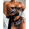Modern Blue High Waist Bikini Push Up Swimwear Women Dragon Printed Bikini Set Retro Swimsuit Women's High Waist Bikini Swimsuits Twist Push Up Two Piece Bathing Suits Tummy Control Swimwear by Stevvex