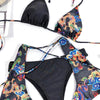 Modern Blue High Waist Bikini Push Up Swimwear Women Dragon Printed Bikini Set Retro Swimsuit Women's High Waist Bikini Swimsuits Twist Push Up Two Piece Bathing Suits Tummy Control Swimwear by Stevvex