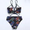 Modern Blue High Waist Bikini Push Up Swimwear Women Dragon Printed Bikini Set Retro Swimsuit Women's High Waist Bikini Swimsuits Twist Push Up Two Piece Bathing Suits Tummy Control Swimwear by Stevvex