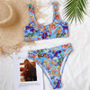 Modern Blue High Waist Bikini Push Up Swimwear Women Dragon Printed Bikini Set Retro Swimsuit Women's High Waist Bikini Swimsuits Twist Push Up Two Piece Bathing Suits Tummy Control Swimwear by Stevvex