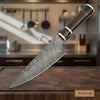 Hammer Forged Twisted 8 Inch Gyuto Damascus Chef Knife with Premium Rosewood Handle by JW SteelCrafts