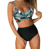 Modern Floral Bikini 2 Pieces Flower Print Bikini Set Women Crisscross High Waist String 2 Piece Bathing Suits High Waist Women's Swimsuit Shorts Solid Bikini Floral Summer Bikini Set by Stevvex