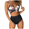 Modern Floral Bikini 2 Pieces Flower Print Bikini Set Women Crisscross High Waist String 2 Piece Bathing Suits High Waist Women's Swimsuit Shorts Solid Bikini Floral Summer Bikini Set by Stevvex