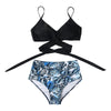 Modern Floral Bikini 2 Pieces Flower Print Bikini Set Women Crisscross High Waist String 2 Piece Bathing Suits High Waist Women's Swimsuit Shorts Solid Bikini Floral Summer Bikini Set by Stevvex