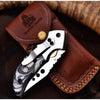 Marble Resin Folding Pocket Knife — Drop Point Blade, Brass Pivot, and Genuine Leather Sheath by JW SteelCrafts