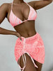 Modern Print Bikini Triangle Swimsuit Bikini 3 Piece Set Women's Swimsuit with Short Mesh Sheer Wrap Cover Ups Beach Skirt Bathing Suit Women Halter Swimwear Women Skirt 3 Pieces Set Elegant Bathing Suit Beach Wear by Stevvex