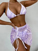 Modern Print Bikini Triangle Swimsuit Bikini 3 Piece Set Women's Swimsuit with Short Mesh Sheer Wrap Cover Ups Beach Skirt Bathing Suit Women Halter Swimwear Women Skirt 3 Pieces Set Elegant Bathing Suit Beach Wear by Stevvex