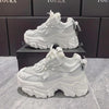 Modern Thick Platform Sneakers White Woman Vulcanize Shoes Luxury Tennis Sneakers Trainers Lace Up Fashion Comfortable Walking Footwear New Lightweight Sneakers by Stevvex