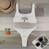 Modern White Bikini Hollow Out Swimsuit Female High Cut Swimwear Solid Fashion Bathing Suit Beach Wear Women's Front Cutout Bikini Sets Two Piece Summer Party Bathing Suits by Stevvex