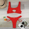 Modern White Bikini Hollow Out Swimsuit Female High Cut Swimwear Solid Fashion Bathing Suit Beach Wear Women's Front Cutout Bikini Sets Two Piece Summer Party Bathing Suits by Stevvex