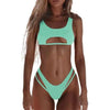 Modern White Bikini Hollow Out Swimsuit Female High Cut Swimwear Solid Fashion Bathing Suit Beach Wear Women's Front Cutout Bikini Sets Two Piece Summer Party Bathing Suits by Stevvex