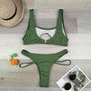 Modern White Bikini Hollow Out Swimsuit Female High Cut Swimwear Solid Fashion Bathing Suit Beach Wear Women's Front Cutout Bikini Sets Two Piece Summer Party Bathing Suits by Stevvex
