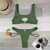 Modern White Bikini Hollow Out Swimsuit Female High Cut Swimwear Solid Fashion Bathing Suit Beach Wear Women's Front Cutout Bikini Sets Two Piece Summer Party Bathing Suits by Stevvex