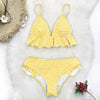 Modern Yellow Mid-waist Women Bikinis Set Swimwear Women's Bathing Suits Ruffles Bikini Sets Low Rise Two Piece Swimsuit Women Swimsuits Bathing Suit Women Yellow Ruffled Beachwear Bikini by Stevvex