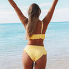 Modern Yellow Mid-waist Women Bikinis Set Swimwear Women's Bathing Suits Ruffles Bikini Sets Low Rise Two Piece Swimsuit Women Swimsuits Bathing Suit Women Yellow Ruffled Beachwear Bikini by Stevvex
