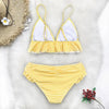 Modern Yellow Mid-waist Women Bikinis Set Swimwear Women's Bathing Suits Ruffles Bikini Sets Low Rise Two Piece Swimsuit Women Swimsuits Bathing Suit Women Yellow Ruffled Beachwear Bikini by Stevvex