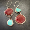 Jasper and Turquoise Artisan Earrings by mend metalworks