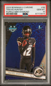Graded 2023 Topps Bowman U Chrome Travis Hunter #36 Purple Diamond #/399 Rookie RC Football Card PSA 10 Gem Mint