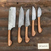 5-Piece Damascus Kitchen Knife Set — Cleaver, Chef, Utility, Boning & Paring with Olive Wood Handles & Brass Pins by JW SteelCrafts