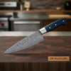 2-Piece Hand-Forged Chef Knife with Pattern-Welded Damascus with Black Micarta Handles (Professional Set) by JW SteelCrafts