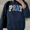 PRAY Patchwork Hoodie – Faith-Inspired Cozy Sweatshirt by Hey Jude Graphic Tees