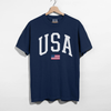 USA Varsity Graphic Tee – White Letter Patriotic Shirt by Hey Jude Graphic Tees