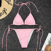 Neon Pink Bikini Women Swimwear Halter Swimsuit Female Two-Pieces Bikini Set Swimwear Halter String Triangle Bikini Sets Bather Bathing Suit Swim by Stevvex