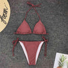 Neon Pink Bikini Women Swimwear Halter Swimsuit Female Two-Pieces Bikini Set Swimwear Halter String Triangle Bikini Sets Bather Bathing Suit Swim by Stevvex
