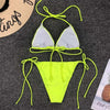 Neon Pink Bikini Women Swimwear Halter Swimsuit Female Two-Pieces Bikini Set Swimwear Halter String Triangle Bikini Sets Bather Bathing Suit Swim by Stevvex