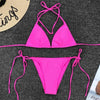 Neon Pink Bikini Women Swimwear Halter Swimsuit Female Two-Pieces Bikini Set Swimwear Halter String Triangle Bikini Sets Bather Bathing Suit Swim by Stevvex