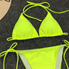 Neon Pink Bikini Women Swimwear Halter Swimsuit Female Two-Pieces Bikini Set Swimwear Halter String Triangle Bikini Sets Bather Bathing Suit Swim by Stevvex
