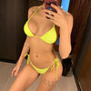 Neon Pink Bikini Women Swimwear Halter Swimsuit Female Two-Pieces Bikini Set Swimwear Halter String Triangle Bikini Sets Bather Bathing Suit Swim by Stevvex