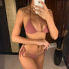 Neon Pink Bikini Women Swimwear Halter Swimsuit Female Two-Pieces Bikini Set Swimwear Halter String Triangle Bikini Sets Bather Bathing Suit Swim by Stevvex