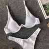 Neon V-bar Underwired Bikini Female Ribbed Swimsuit Women Swimwear Two-pieces Bikini set Push up Bathing Suit by Stevvex