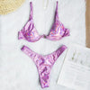 Neon V-bar Underwired Bikini Female Ribbed Swimsuit Women Swimwear Two-pieces Bikini set Push up Bathing Suit by Stevvex