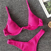Neon V-bar Underwired Bikini Female Ribbed Swimsuit Women Swimwear Two-pieces Bikini set Push up Bathing Suit by Stevvex