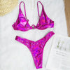 Neon V-bar Underwired Bikini Female Ribbed Swimsuit Women Swimwear Two-pieces Bikini set Push up Bathing Suit by Stevvex