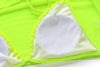 Neon Yellow Crop Top Swimwear Women Summer 3 Pieces Swimsuit Bikini Sets With Sheer Crop Top Cover Up Beachwear Mesh Long Sleeve Cover Ups Top Three Piece Swimsuit Bikini Set by Stevvex