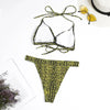 Neon Yellow Crop Top Swimwear Women Summer 3 Pieces Swimsuit Bikini Sets With Sheer Crop Top Cover Up Beachwear Mesh Long Sleeve Cover Ups Top Three Piece Swimsuit Bikini Set by Stevvex