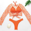 New Bikini Bikini Swimsuit For Women 3 Pieces Set Knot Front Off Shoulder Cover Up with Halter Bikini Sets Bathing Suit Women Swimwear Female Swimsuit Three-pieces Bikini set Halter Bather Bathing Suit Swim Beach Lady by Stevvex