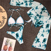 New Bikini Bikini Swimsuit For Women 3 Pieces Set Knot Front Off Shoulder Cover Up with Halter Bikini Sets Bathing Suit Women Swimwear Female Swimsuit Three-pieces Bikini set Halter Bather Bathing Suit Swim Beach Lady by Stevvex