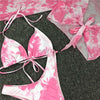 New Bikini Bikini Swimsuit For Women 3 Pieces Set Knot Front Off Shoulder Cover Up with Halter Bikini Sets Bathing Suit Women Swimwear Female Swimsuit Three-pieces Bikini set Halter Bather Bathing Suit Swim Beach Lady by Stevvex