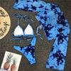 New Bikini Bikini Swimsuit For Women 3 Pieces Set Knot Front Off Shoulder Cover Up with Halter Bikini Sets Bathing Suit Women Swimwear Female Swimsuit Three-pieces Bikini set Halter Bather Bathing Suit Swim Beach Lady by Stevvex
