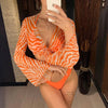 New Bikini Bikini Swimsuit For Women 3 Pieces Set Knot Front Off Shoulder Cover Up with Halter Bikini Sets Bathing Suit Women Swimwear Female Swimsuit Three-pieces Bikini set Halter Bather Bathing Suit Swim Beach Lady by Stevvex