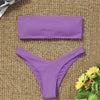 New Bikini High Waist Strapless Bikini Women Swimwear Women Swimsuit Padded Bathing Suit Pure Color Women's Bandeau Bikini Top-High Leg High Waist Bikini Bottom Set by Stevvex