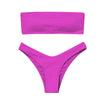 New Bikini High Waist Strapless Bikini Women Swimwear Women Swimsuit Padded Bathing Suit Pure Color Women's Bandeau Bikini Top-High Leg High Waist Bikini Bottom Set by Stevvex
