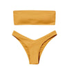 New Bikini High Waist Strapless Bikini Women Swimwear Women Swimsuit Padded Bathing Suit Pure Color Women's Bandeau Bikini Top-High Leg High Waist Bikini Bottom Set by Stevvex